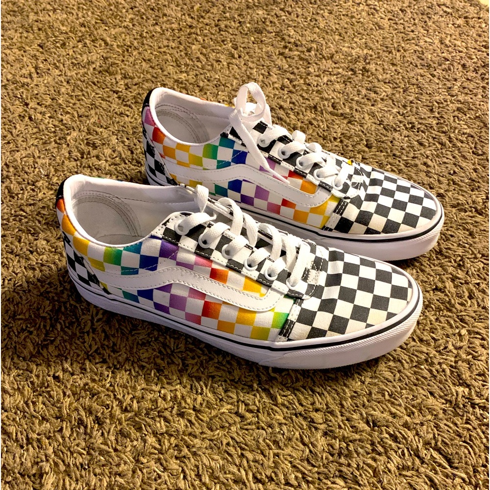 Vans multi color checkered shoes